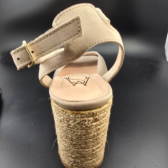 Marroqui Sanchez Beige Woven Open-Toe Heel Sandals Ankle Strap Made in Spain - Picture 6 of 11